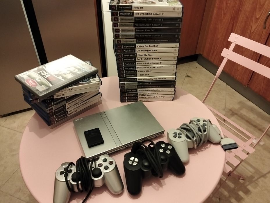 ps2 com jogos memory card e controles