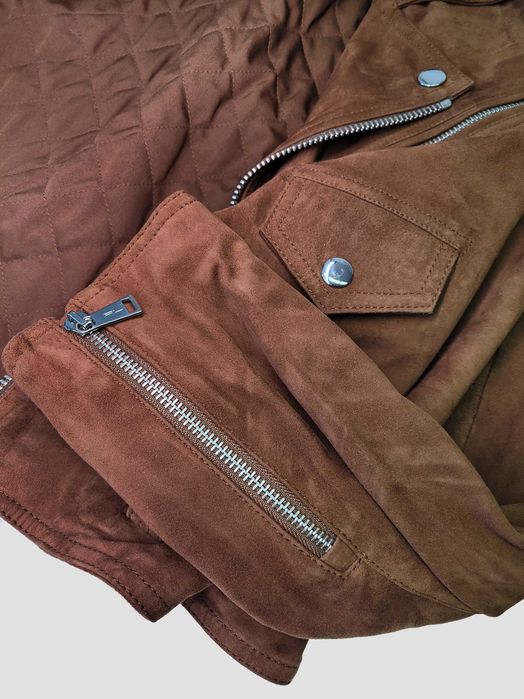 Polo Ralph Lauren Brown Goat Suede Biker Leather Jacket | Designer Outerwear