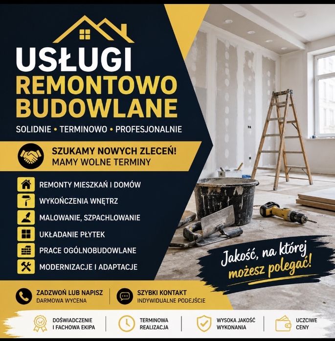 Remonty mieszkań | Wolne terminy | Szybko i solidnie