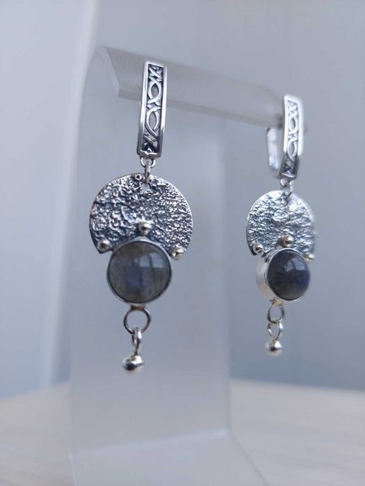 серебряные серьги с лабрадорами