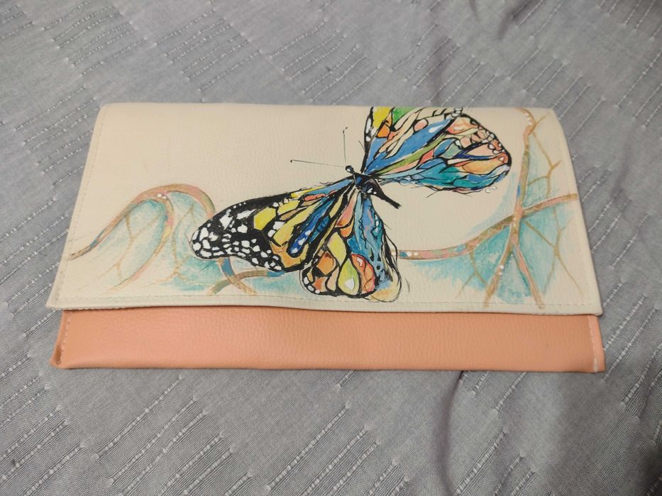 Kopertówka handmade motyl malowana