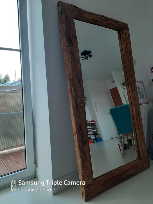 Lustro  stare w starej drewnianej ramie drewniane duże
