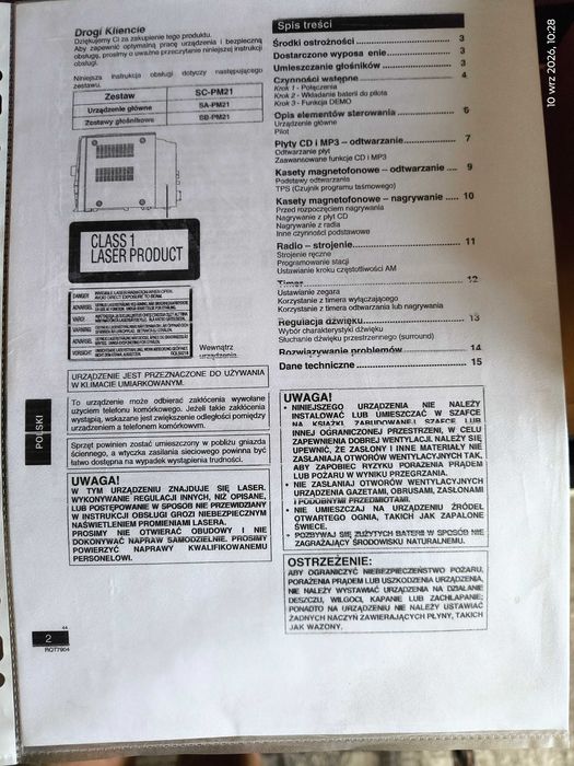 Wieża Panasonic SA-PM21 z kolumnami