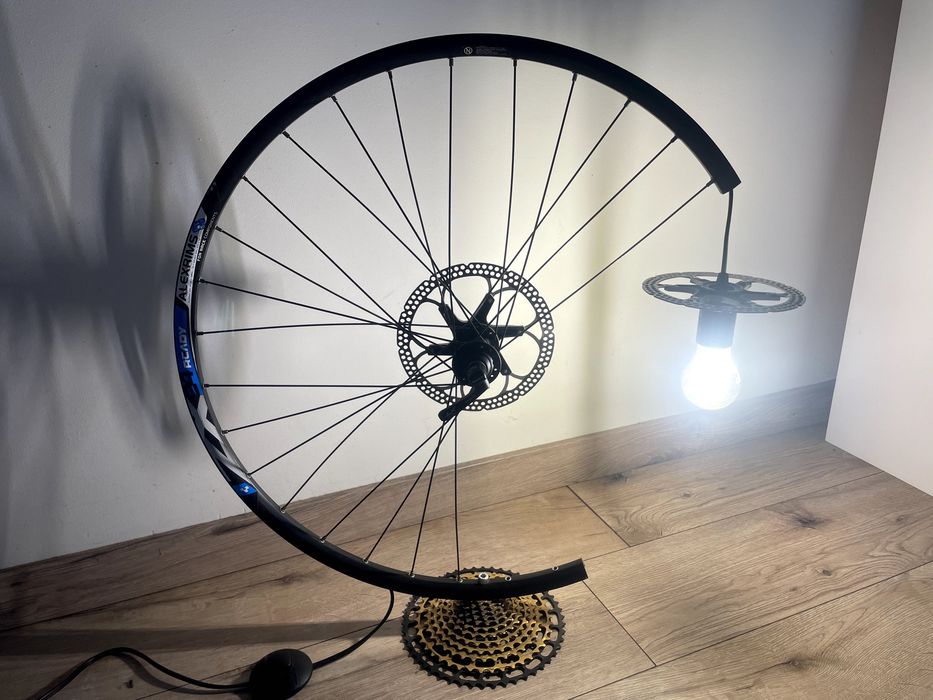 Lampa loft, industrial, rustykalna - koło rowerowe - rękodzieło