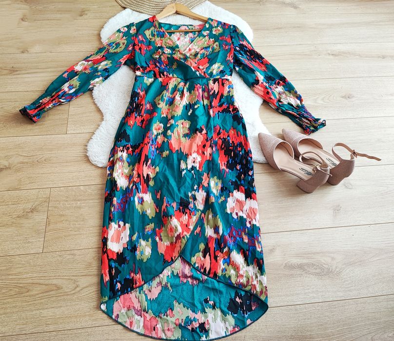 Koszulowa midi sukienka M 38 wesele wieczorowa