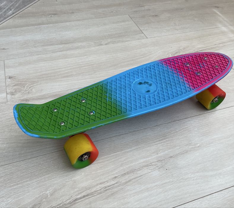 Пениборд скейт разноцветные колеса детский скейтборд