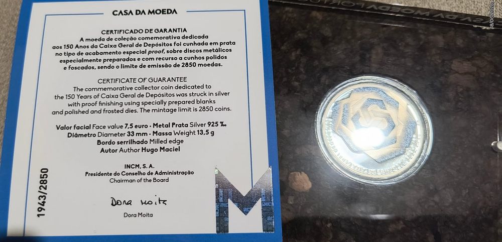 Moeda Comemorativa 150 Anos da Caixa Geral de Depósitos | Prata | Edição INCM