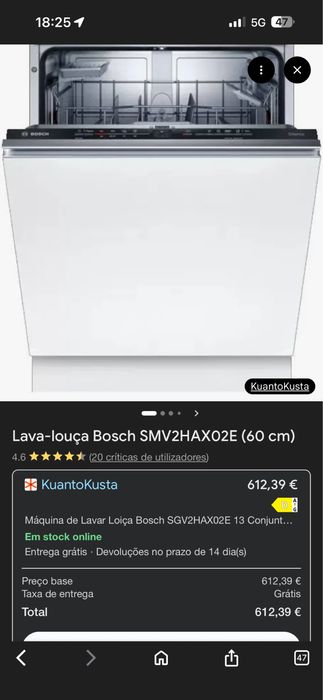 Máquina de Lavar Loiça encastre Bosch   SGV2HAX02E