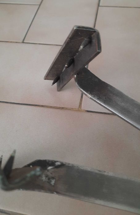 Tenaz e pá para lareira, em aço inoxidável