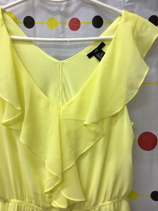 SALE! Платье  сарафан H&M, шифоновое, лимонное . S -M