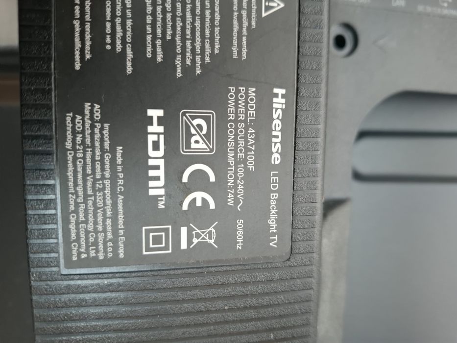 Placa tv hisense 43a7100f