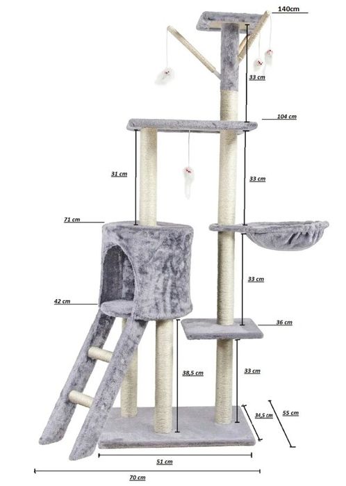 Stylowy premium drapak dla kota 140cm solidna konstrukcja