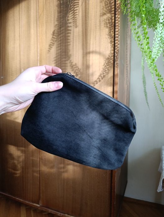 Czarna torba shopper torebka welurowa shopperka