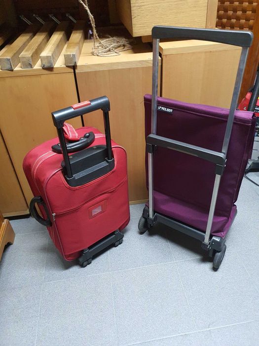 Mala/troley de viagem Vermelha + Carrinho de Compras Rolser (ou em separado)