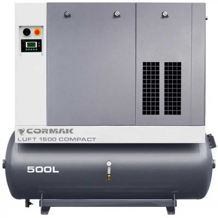 Kompresor śrubowy LUFT 1500 11kW - 1580 L/min. + Osuszacz + Butla 500l