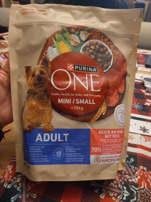 Purina One Mini Adult Sucha Karma dla psów z wołowiną i ryżem 800 g