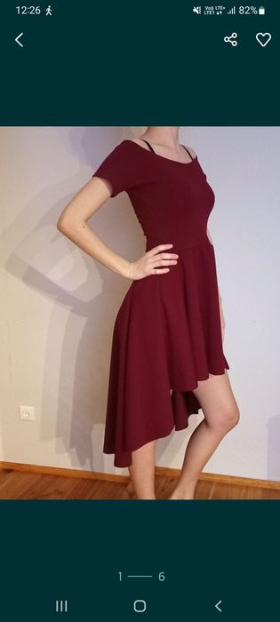 Burgundowa asymetryczna sukienka