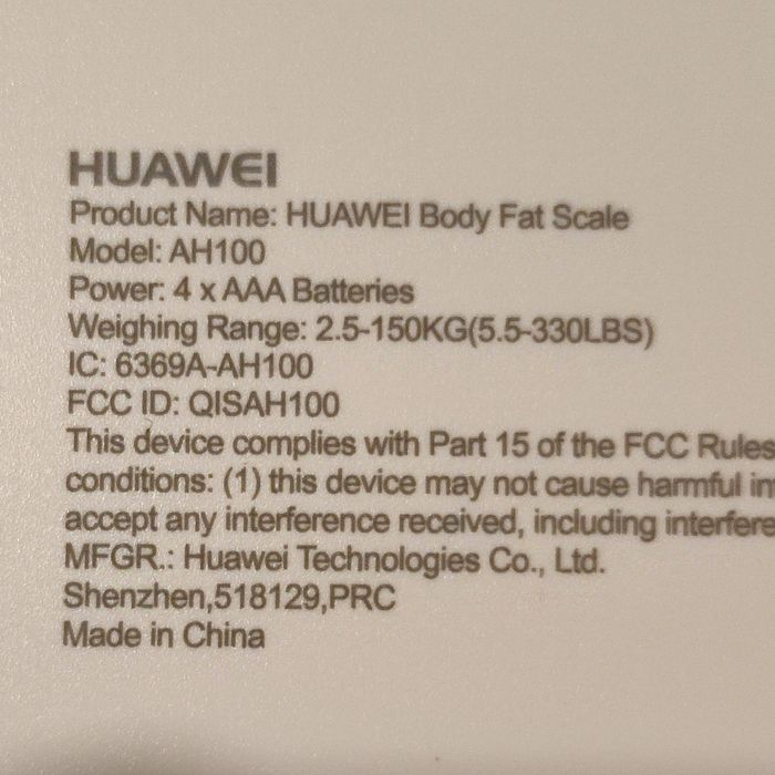 Balança Huawei Body Fat Scale AH100