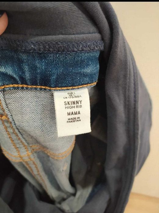 Calças de maternidade, ganga azul, tamanho L