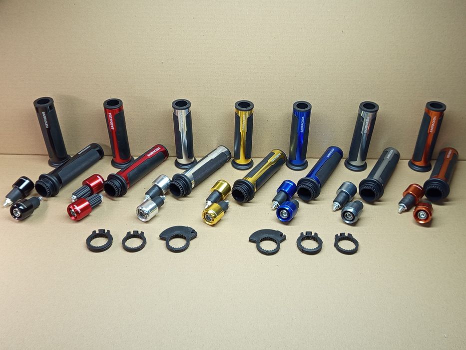 Ручки керма мото "BARRACUDA" (грипси +відбійники) універсальні