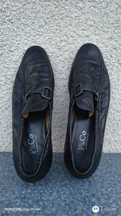 Skórzane mokasyny męskie P&Co Made in Italy / Klamra / Rozmiar 41