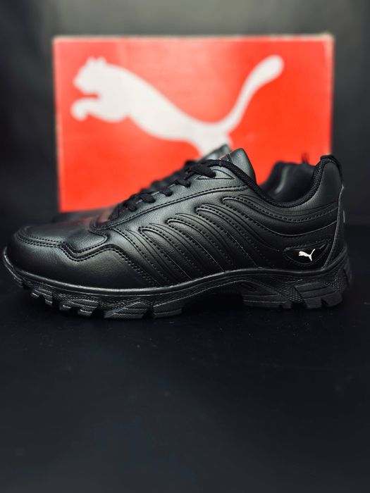 Черные кожаные кроссовки Puma / мужские демисезонные кроссовки пума