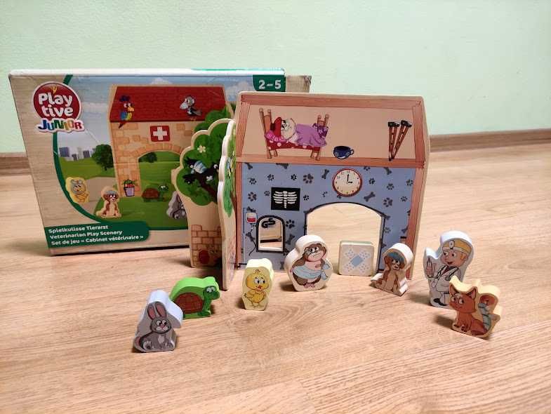 Дерев"яний ролевий набір пазли 3Д PLAYTIVE "ветеринар" лікар, тварини