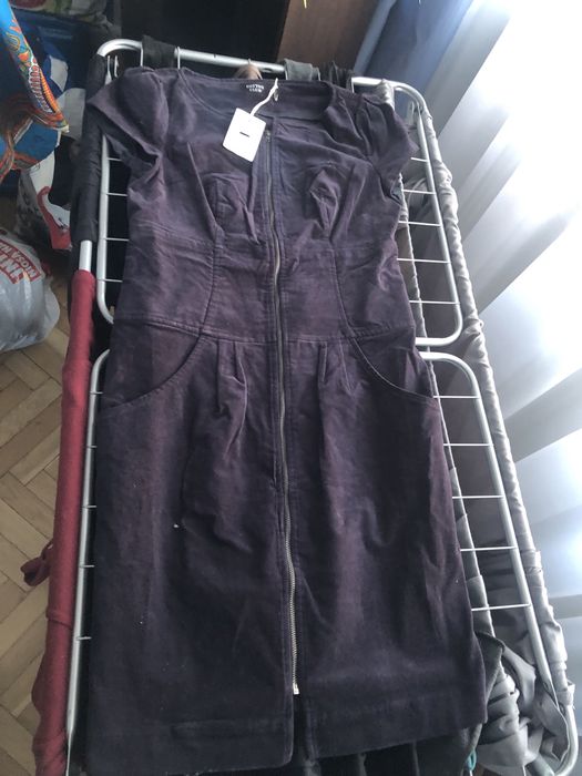 Sukienka sztruksowa Cotton Club | Granatowa/Rozmiar 36 S