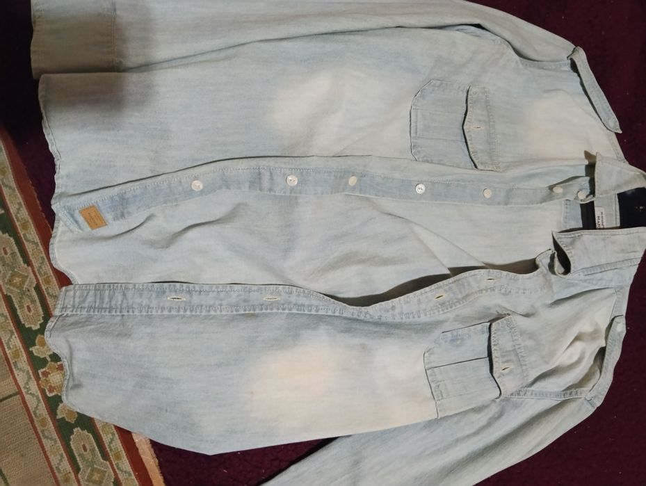 Camisa de ganga azul