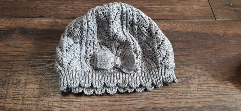 Czapka wiosna H&M 86 92 roczek szara ażur