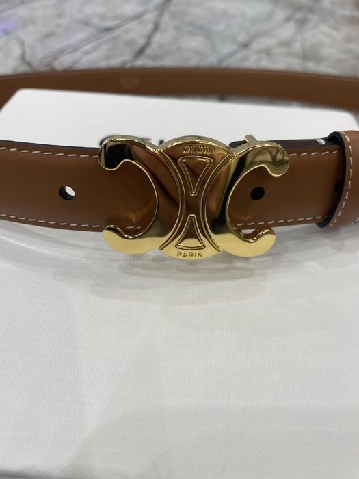 Pasek skórzany Celine Medium Triomphe brązowy 2,5 cm