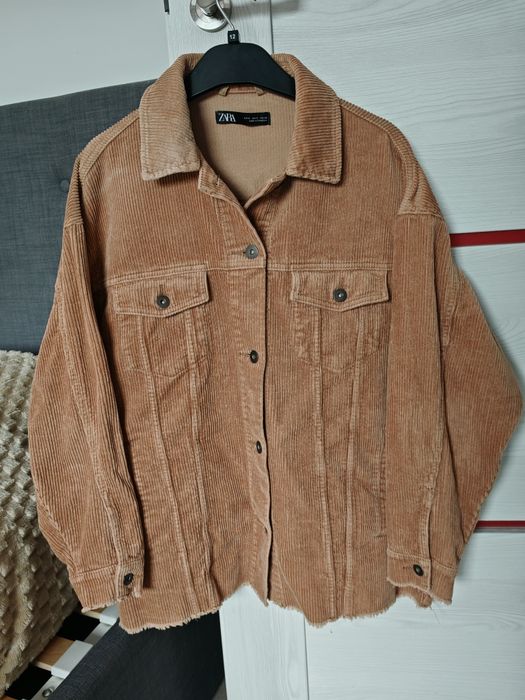 Kurtka sztruksowa Zara karmel oversize