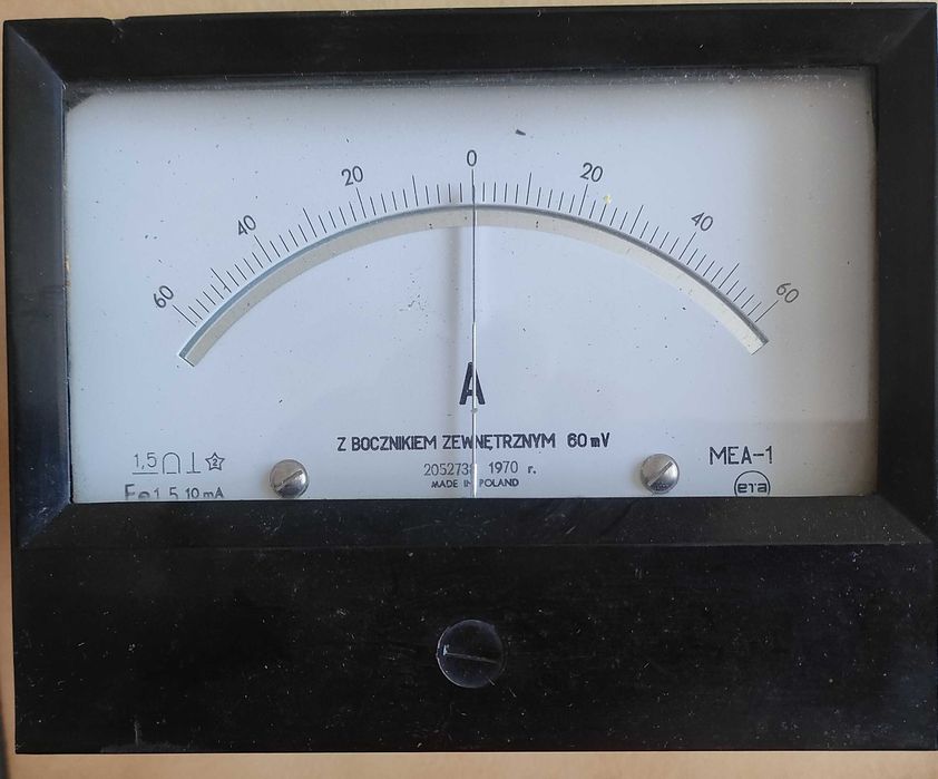Amperomierz 60-0-60A do bocznika 60mV, 122x97mm