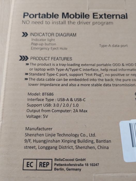 NOWY Zewnętrzny napęd DVD CD amicool USB 3.0 i Type-C