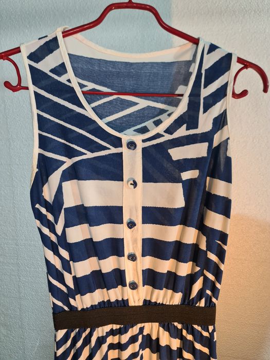 Vestido verão senhora azul e branco M