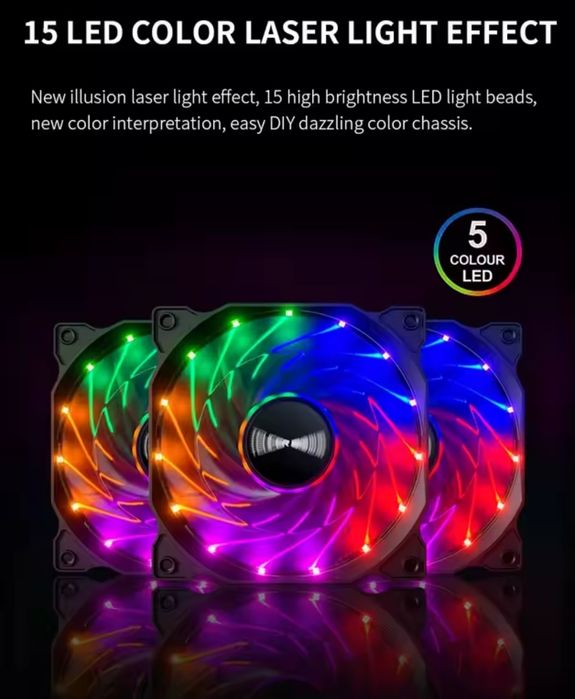 Кулер вентилятор новый с подсветкой для Компьютера TEUCER 120мм 4 pin