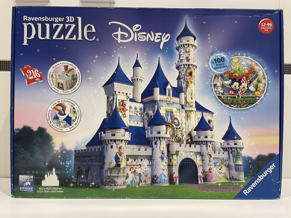 Puzzle 3D Castelo da Disney | 216 peças | +100 personagens Disney