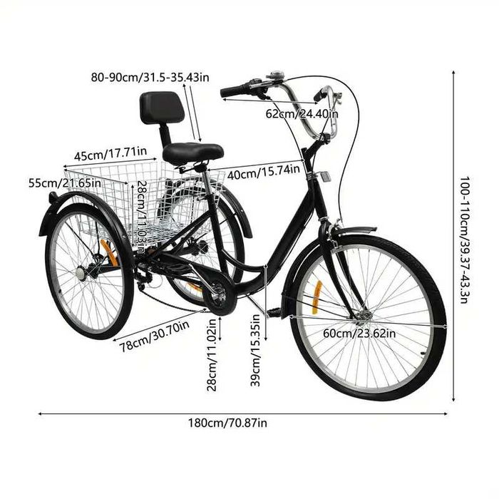 bicicleta 3 rodas Nova- Triciclo com marchas e cesta .triciclo