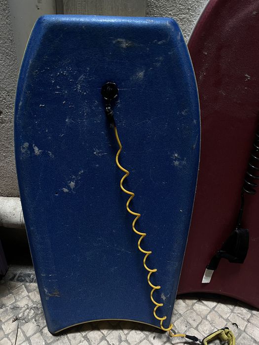 Prancha de Bodyboard Lazer (Azul/Amarela) com Leash