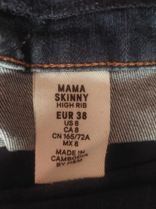 Spodnie/jeansy ciążowe H&M, Mama Skinny, rozmiar 38