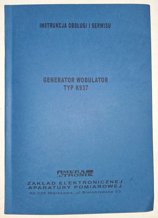 WOBULATOR generator K937 instrukcja