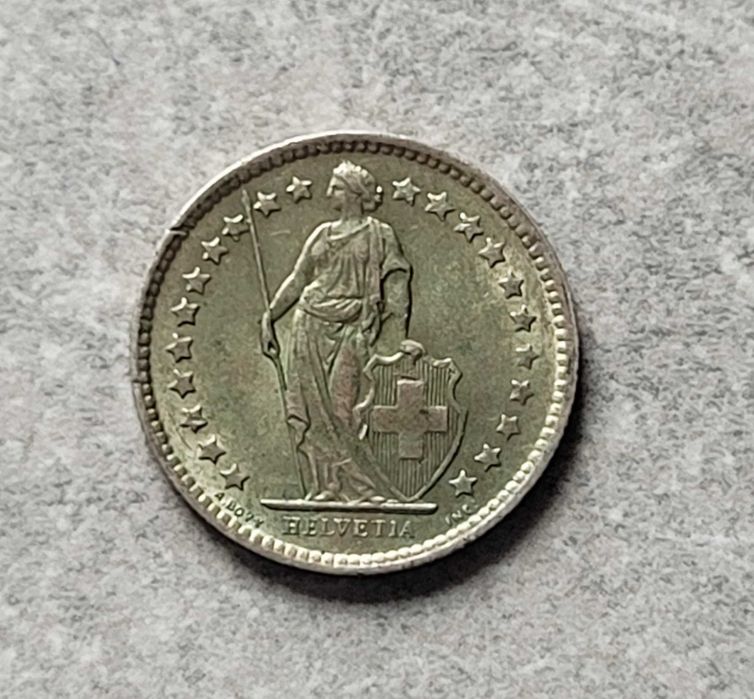 127) SZWAJCARIA srebro - 1/2 Franka - 1962 r.