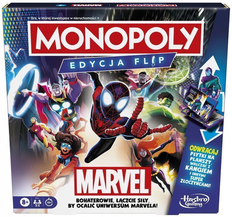 Monopoly Flip, Marvel, wersja polska. Hasbro