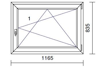 Okno PCV kol. biały, szer. 1165 x wys. 835 - LEWE - PRAWE - 120x90