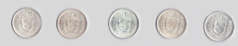 Suíça Prata 5 Francos Tema Guilherme Tell (Período 1931.1989)