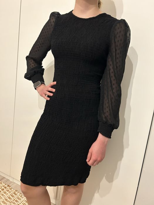 Sukienka Desigual mala czarna przezroczyste rekawy rozmiar XS