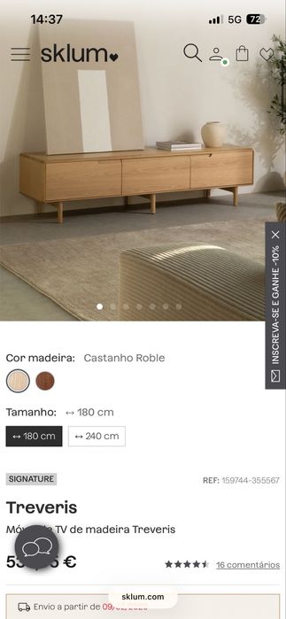 Movel de Tv de madeira Treveris - castanho