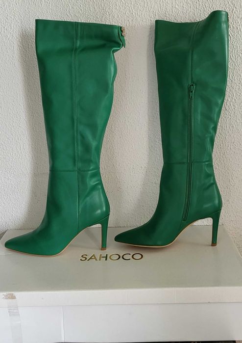 Botas Altas de Tacão Sahoco, Verdes, Tamanho 37, Originais, Novas