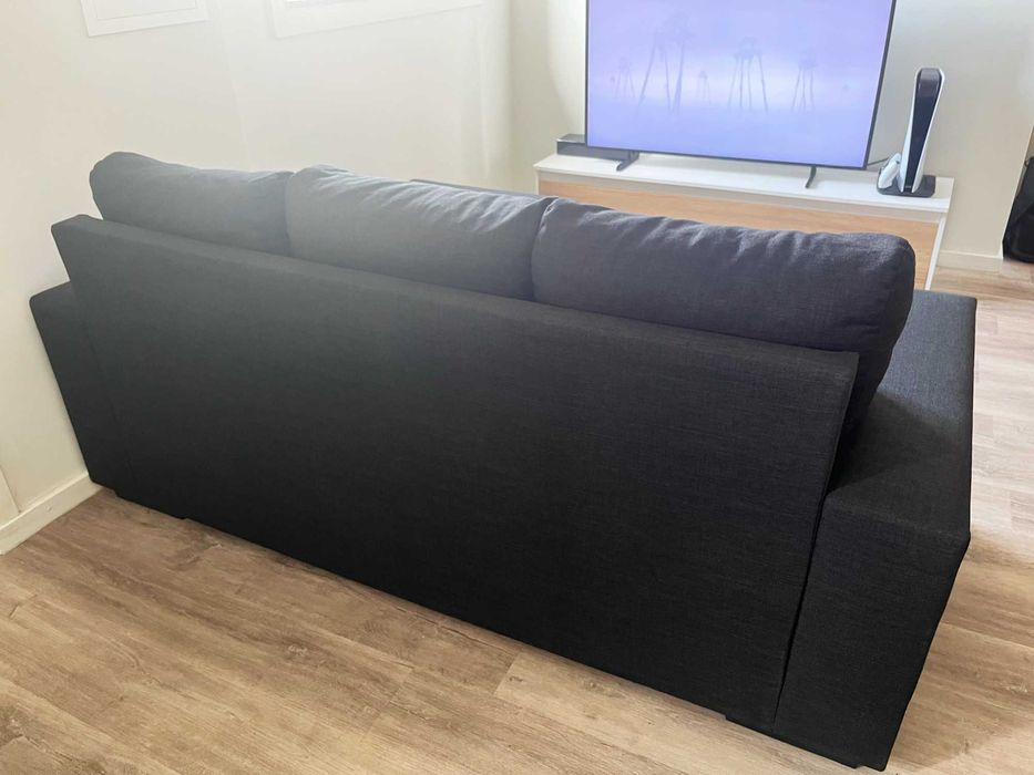 Sofá Cinzento Antracite como Novo – Chaise-Longue Reversível