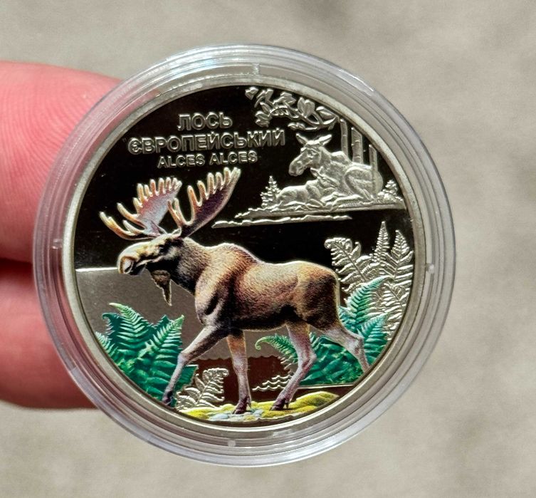 Монета Чернобыль. Возрождение. Лось европейский в капсуле 5грн 2025г